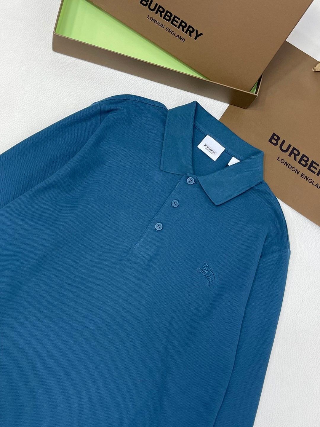 Burberry 巴宝莉 刺绣战马图案徽标 Polo衫 长袖 T恤 白色 黑色 藏蓝色 蓝色 80487261