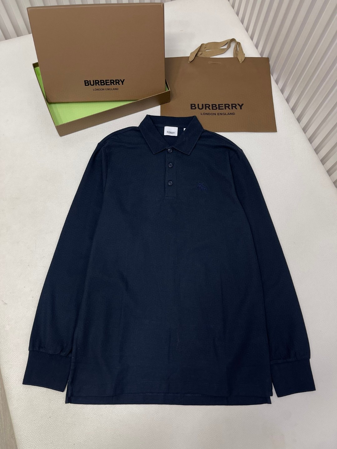Burberry 巴宝莉 刺绣战马图案徽标 Polo衫 长袖 T恤 白色 黑色 藏蓝色 蓝色 80487261