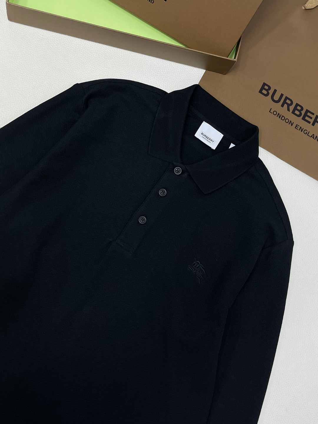 Burberry 巴宝莉 刺绣战马图案徽标 Polo衫 长袖 T恤 白色 黑色 藏蓝色 蓝色 80487261