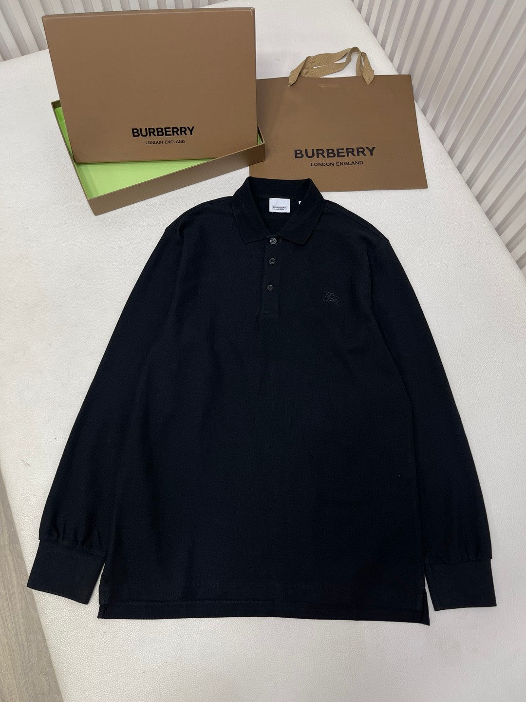 Burberry 巴宝莉 刺绣战马图案徽标 Polo衫 长袖 T恤 白色 黑色 藏蓝色 蓝色 80487261