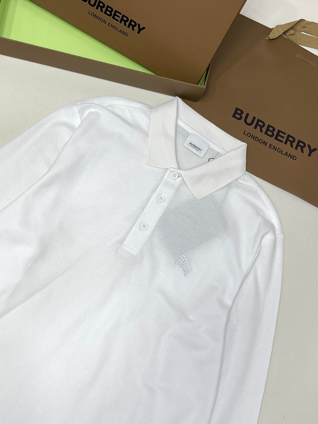 Burberry 巴宝莉 刺绣战马图案徽标 Polo衫 长袖 T恤 白色 黑色 藏蓝色 蓝色 80487261