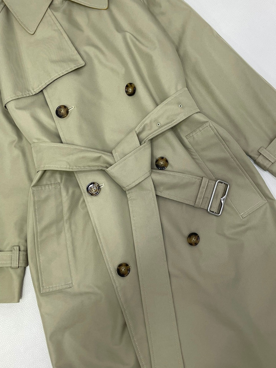 Burberry 巴宝莉 纯色翻领双排扣风衣 长袖 外套 长款 秋冬款 米色 80793801