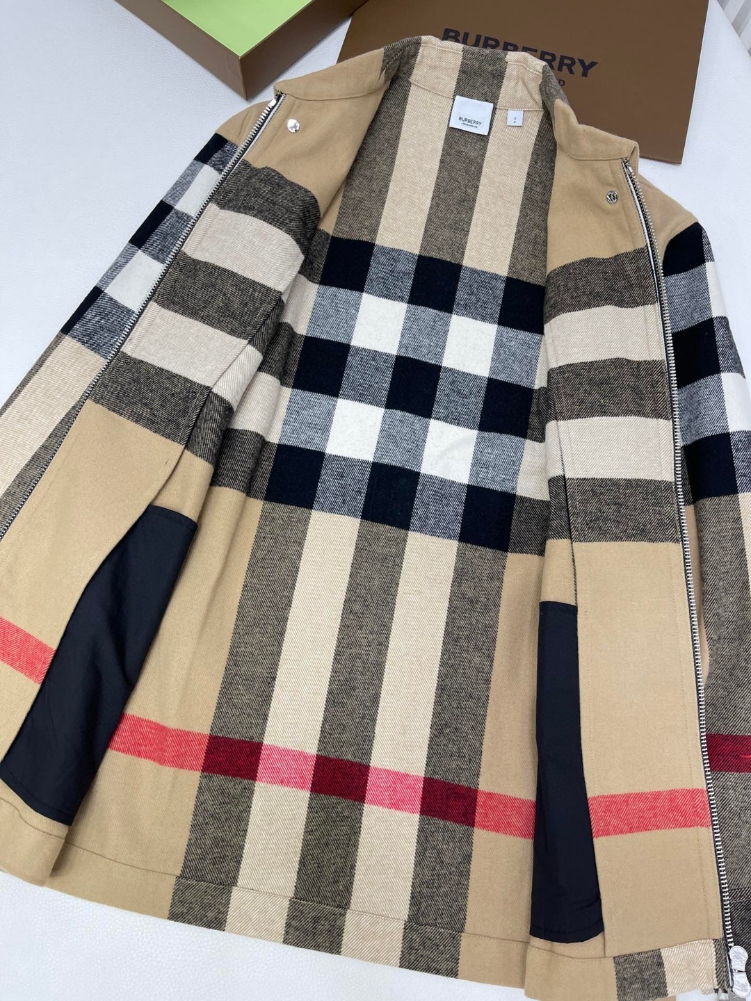 Burberry 巴宝莉 条纹翻领拉链夹克 外套 衬衫 长袖 秋冬款 棕色 8050135