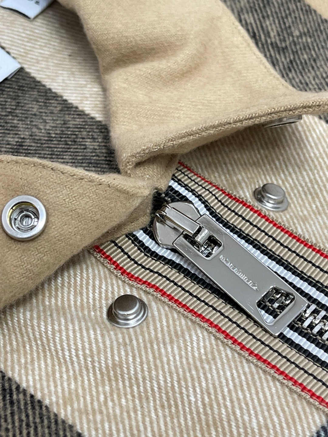 Burberry 巴宝莉 条纹翻领拉链夹克 外套 衬衫 长袖 秋冬款 棕色 8050135