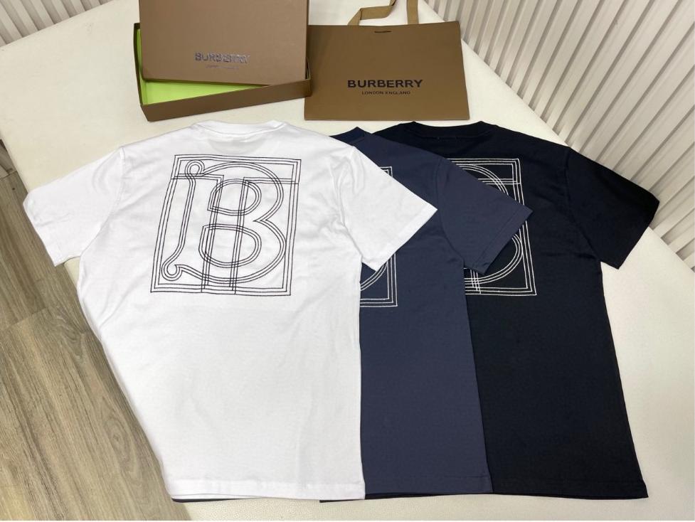 Burberry 巴宝莉 字母logo刺绣 短袖 T恤 夏季 黑色 白色 蓝色 80575471
