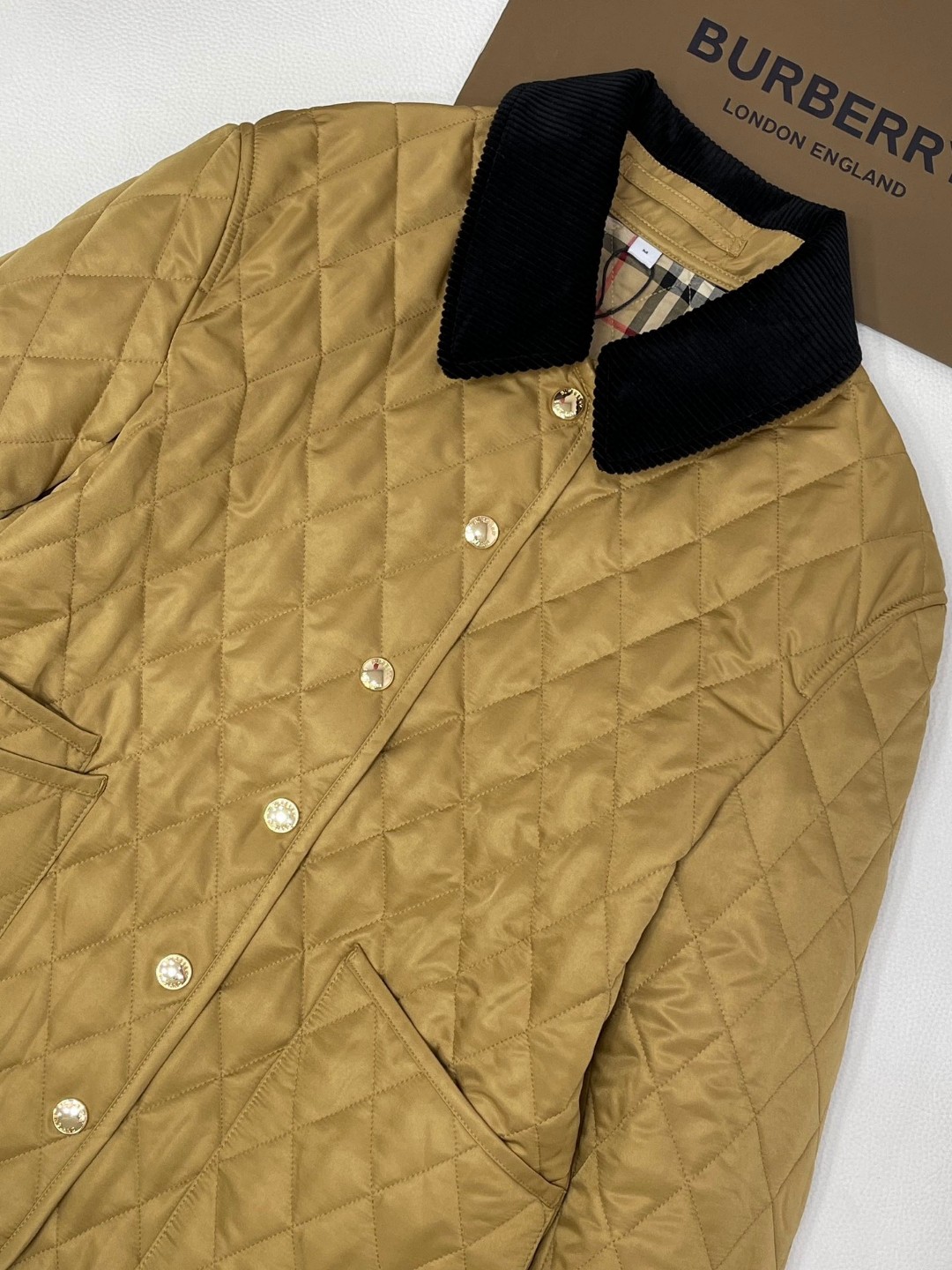 Burberry 巴宝莉 菱格纹夹克 棉服 长袖 外套 秋冬款 姜黄色 80963551