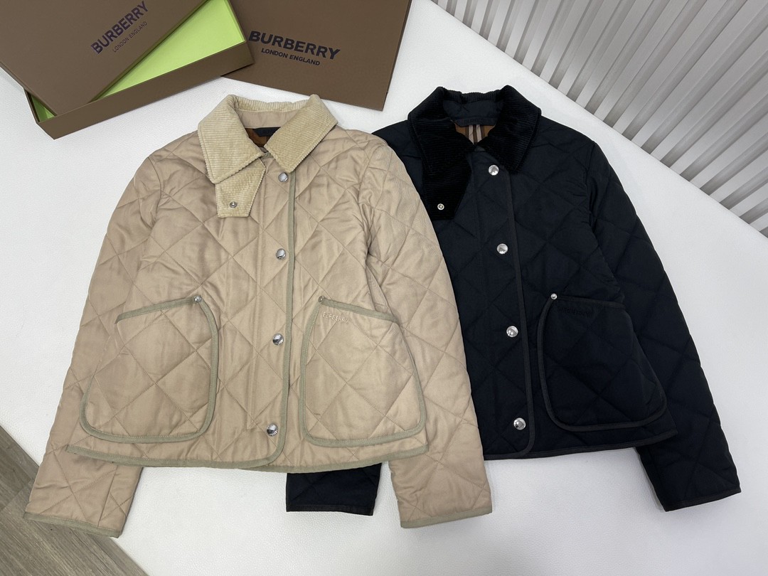 Burberry 巴宝莉 纯色翻领单排扣夹克 外套 长袖 短款 秋冬款 黑色 米色 80565751