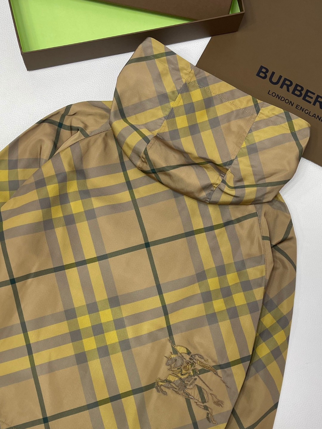 Burberry 巴宝莉 格纹拉链连帽夹克 长袖 外套 短款 女款 黄色 80823181