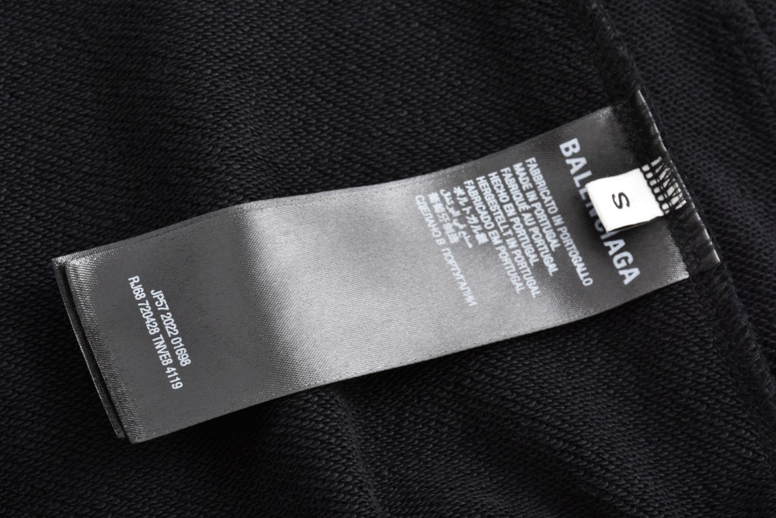 Balenciaga 巴黎世家 爱心字母logo印花 连帽卫衣 破洞 外套 长袖 秋冬 黑色 739024TQVV99034