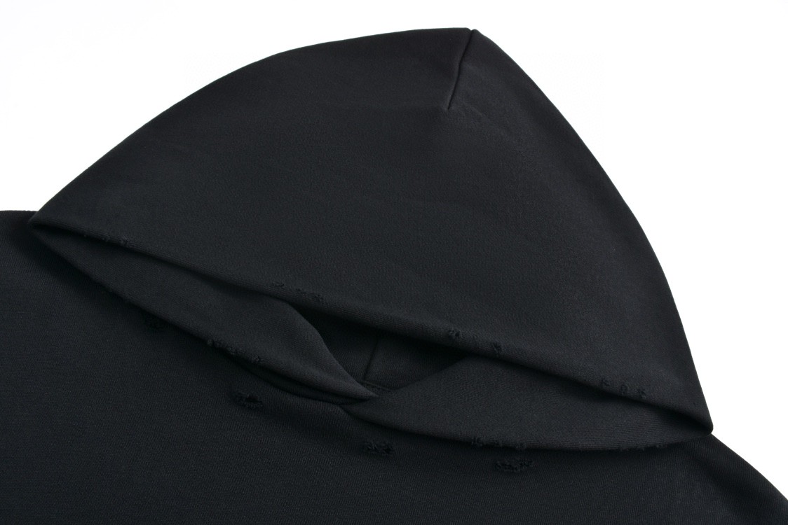 Balenciaga 巴黎世家 胶带字母logo印花 连帽卫衣 破洞 外套 长袖 秋冬 黑色 白色 739024TQVQ91073