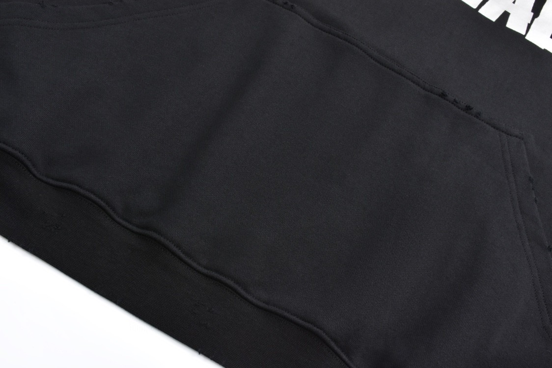 Balenciaga 巴黎世家 胶带字母logo印花 连帽卫衣 破洞 外套 长袖 秋冬 黑色 白色 739024TQVQ91073