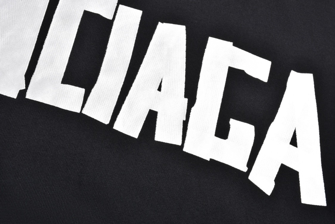 Balenciaga 巴黎世家 胶带字母logo印花 连帽卫衣 破洞 外套 长袖 秋冬 黑色 白色 739024TQVQ91073