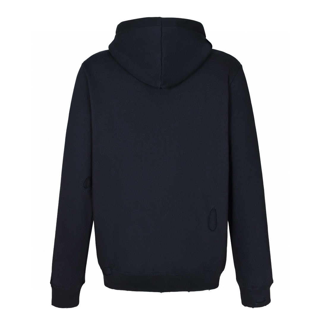 DIOR 迪奥 破洞卡通恐龙刺绣字母Logo图案拉链连帽卫衣 长袖 外套 深蓝色 413J647A0807-C580