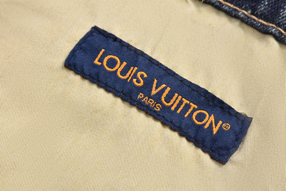 LOUIS VUITTON 路易威登 做旧棋盘格牛仔裤 裤子 长裤 蓝色 1AFX11