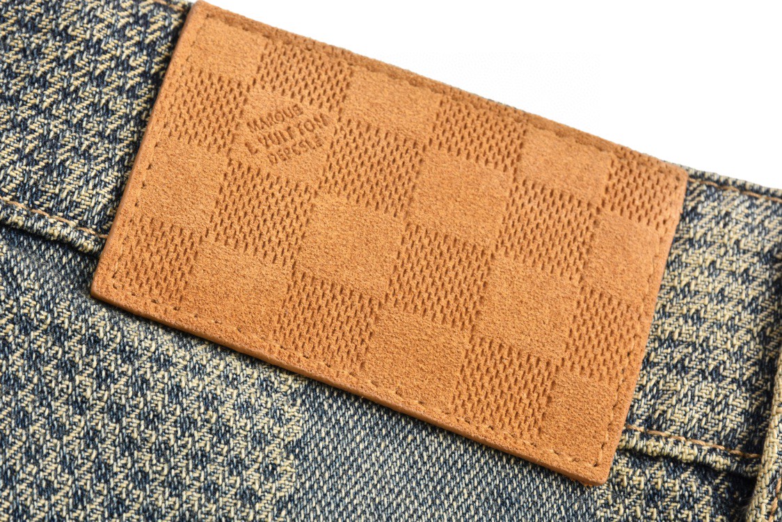 LOUIS VUITTON 路易威登 做旧棋盘格牛仔裤 裤子 长裤 蓝色 1AFX11