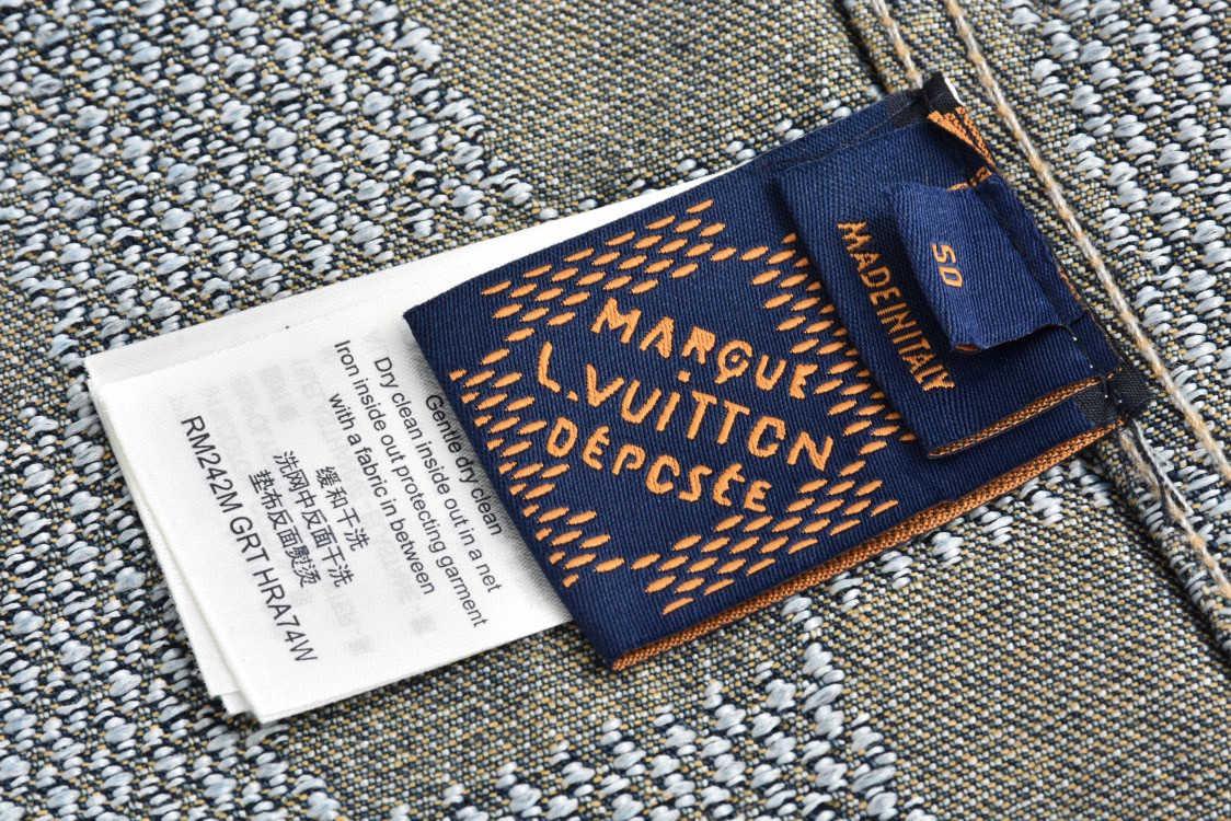 LOUIS VUITTON 路易威登 做旧棋盘格单排扣牛仔外套 夹克 长袖 外套 牛仔衣 蓝色 1AFWW8