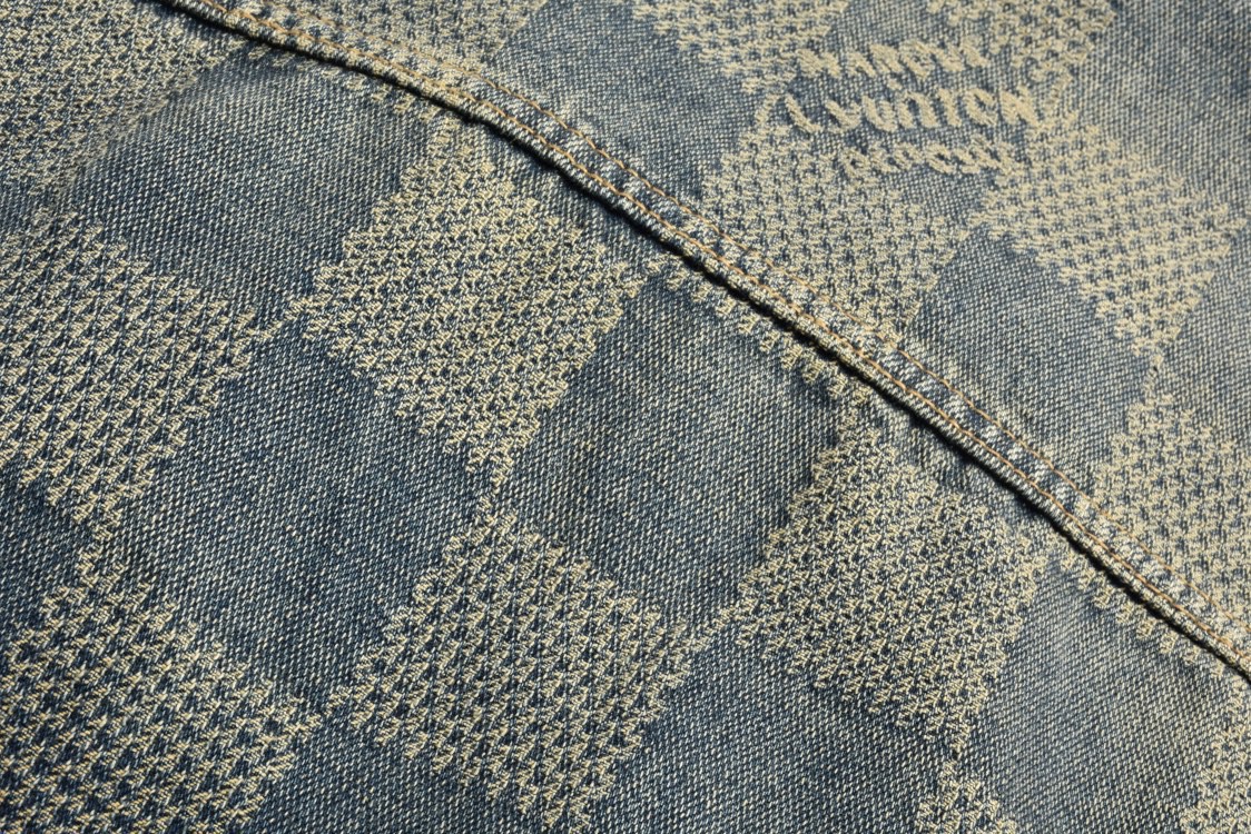 LOUIS VUITTON 路易威登 做旧棋盘格单排扣牛仔外套 夹克 长袖 外套 牛仔衣 蓝色 1AFWW8