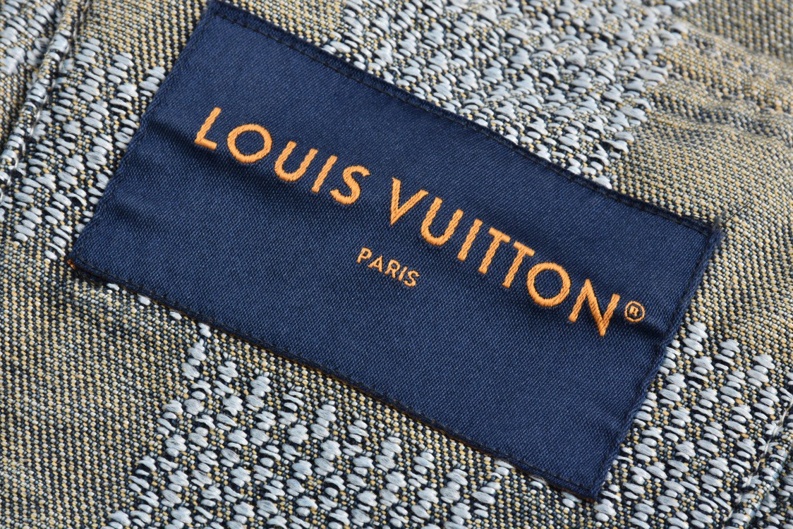 LOUIS VUITTON 路易威登 做旧棋盘格单排扣牛仔外套 夹克 长袖 外套 牛仔衣 蓝色 1AFWW8