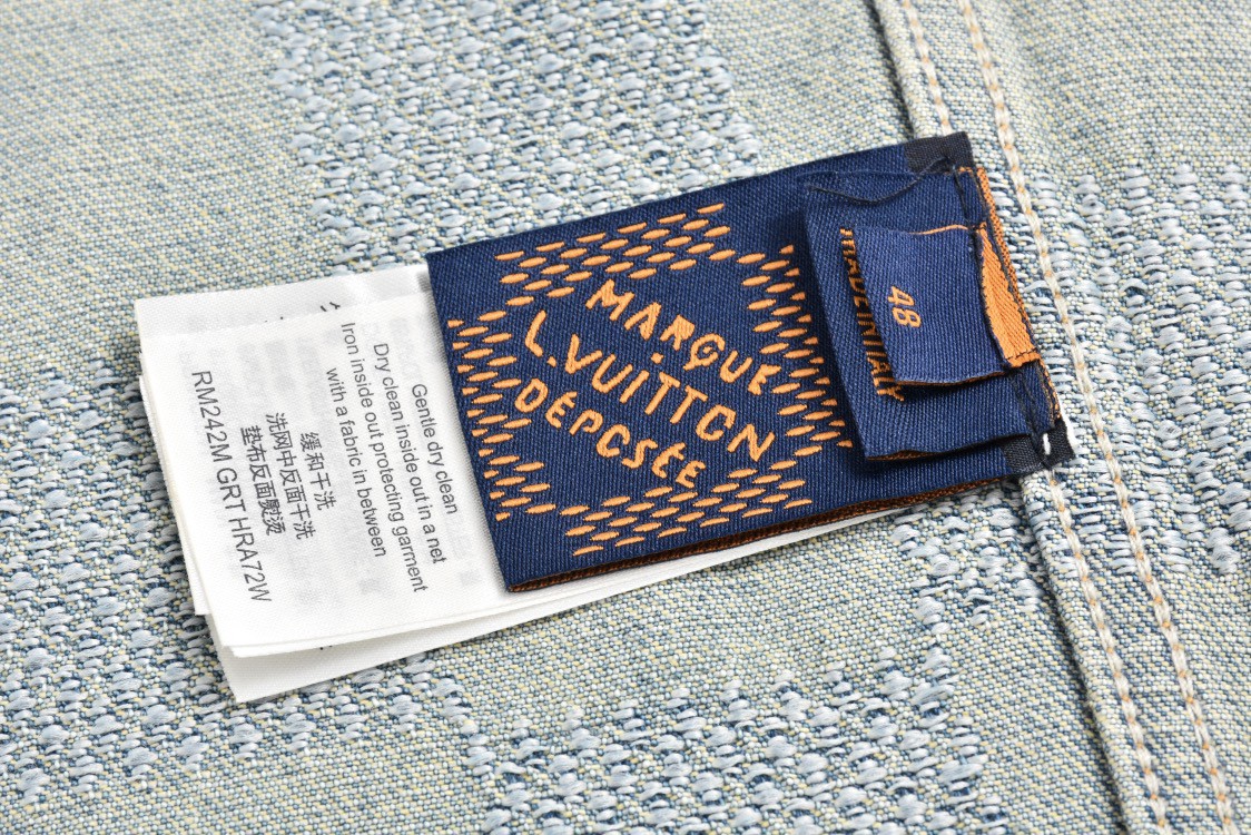 LOUIS VUITTON 路易威登 满钻棋盘格单排扣牛仔外套 夹克 长袖 外套 牛仔衣 浅蓝色 