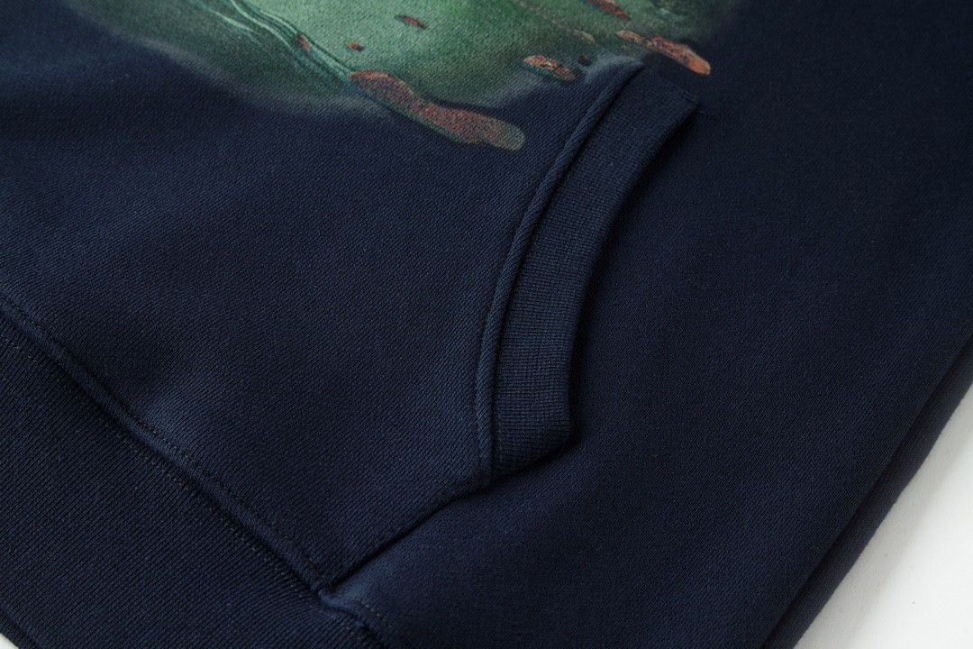 Loewe 罗意威 字母Logo刺绣风景图案印花半拉链卫衣 长袖 秋冬 深蓝色 H526Y24X44-5120