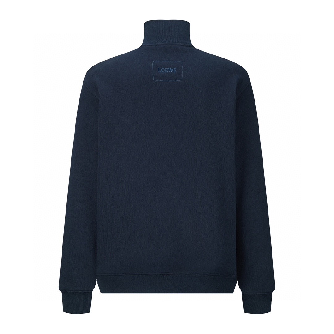 Loewe 罗意威 字母Logo刺绣风景图案印花半拉链卫衣 长袖 秋冬 深蓝色 H526Y24X44-5120