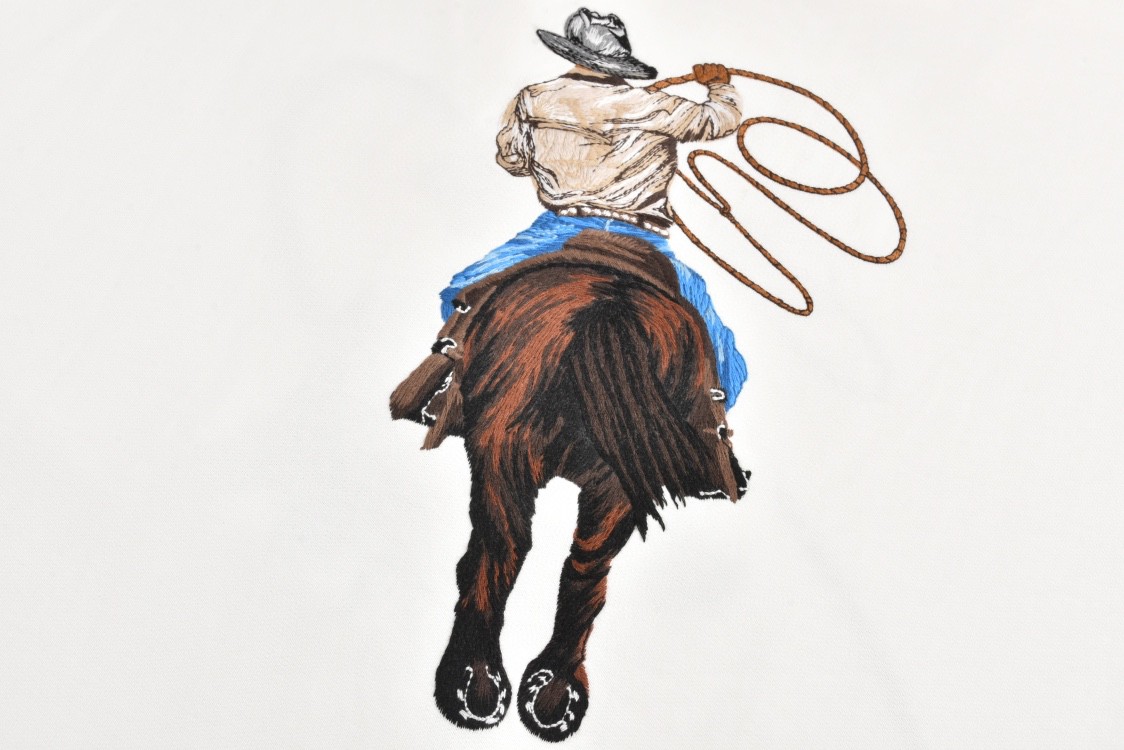 LOUIS VUITTON 路易威登 套马牛仔刺绣图案 卫衣 圆领 长袖 白色