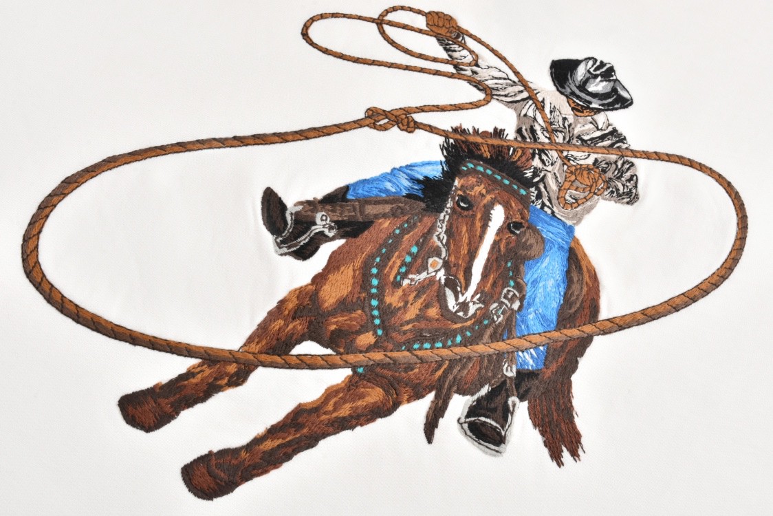 LOUIS VUITTON 路易威登 套马牛仔刺绣图案 卫衣 圆领 长袖 白色