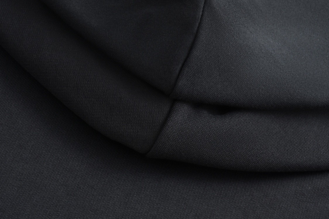 Balenciaga 巴黎世家 拼接假两件刺绣字母logo拉链连帽卫衣 外套 长袖 秋冬 黑色 