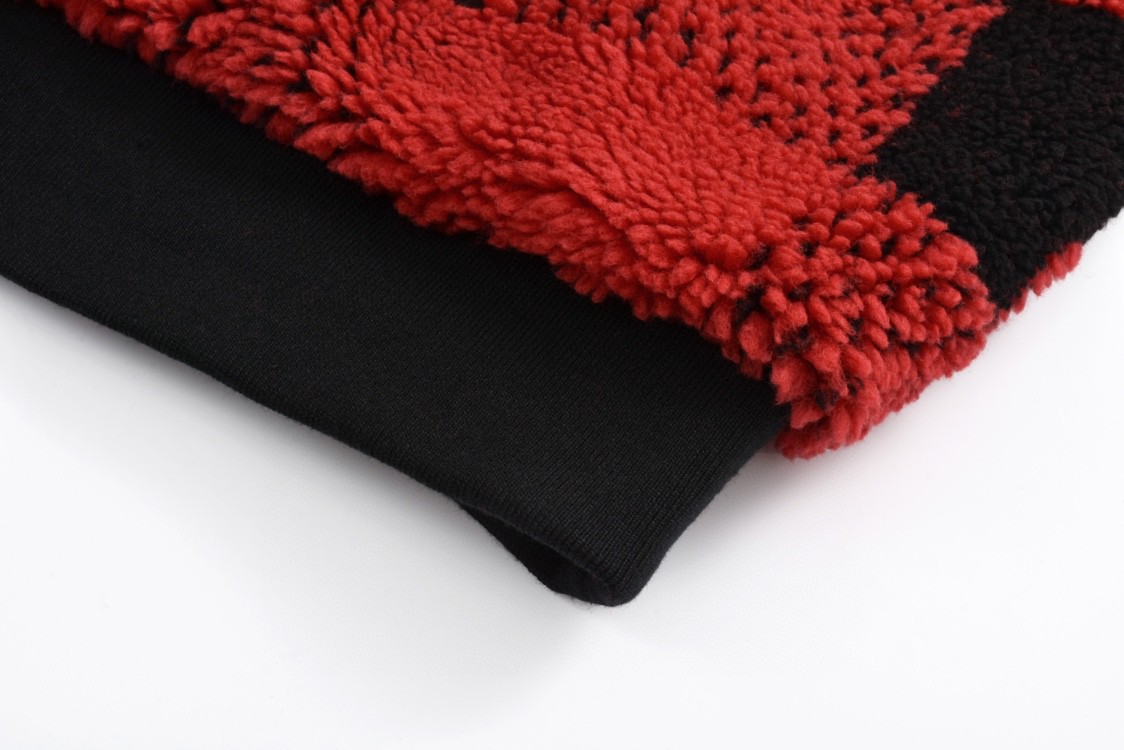 LOUIS VUITTON 路易威登 撞色格纹拉链立领泰迪夹克 长袖 外套 秋冬款 红色1AFXOC