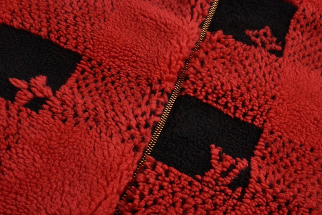 LOUIS VUITTON 路易威登 撞色格纹拉链立领泰迪夹克 长袖 外套 秋冬款 红色1AFXOC