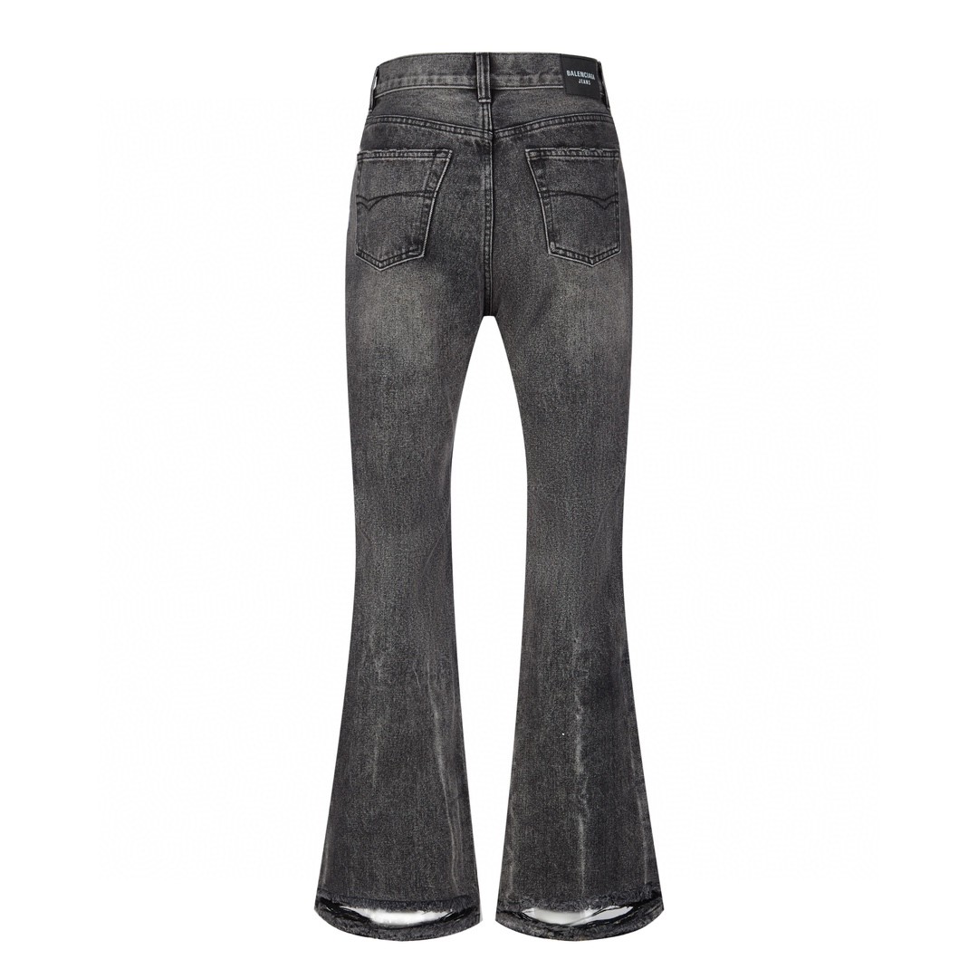 Balenciaga 巴黎世家 The Lost Tape 系列 破洞喇叭牛仔裤 长裤 裤子 黑色 697829TBP471090