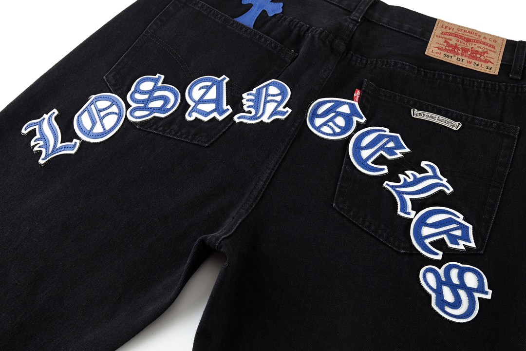 Chrome Hearts 克罗心 城市限定牛仔裤 裤子 长裤 黑白 黑绿 黑蓝 灰色