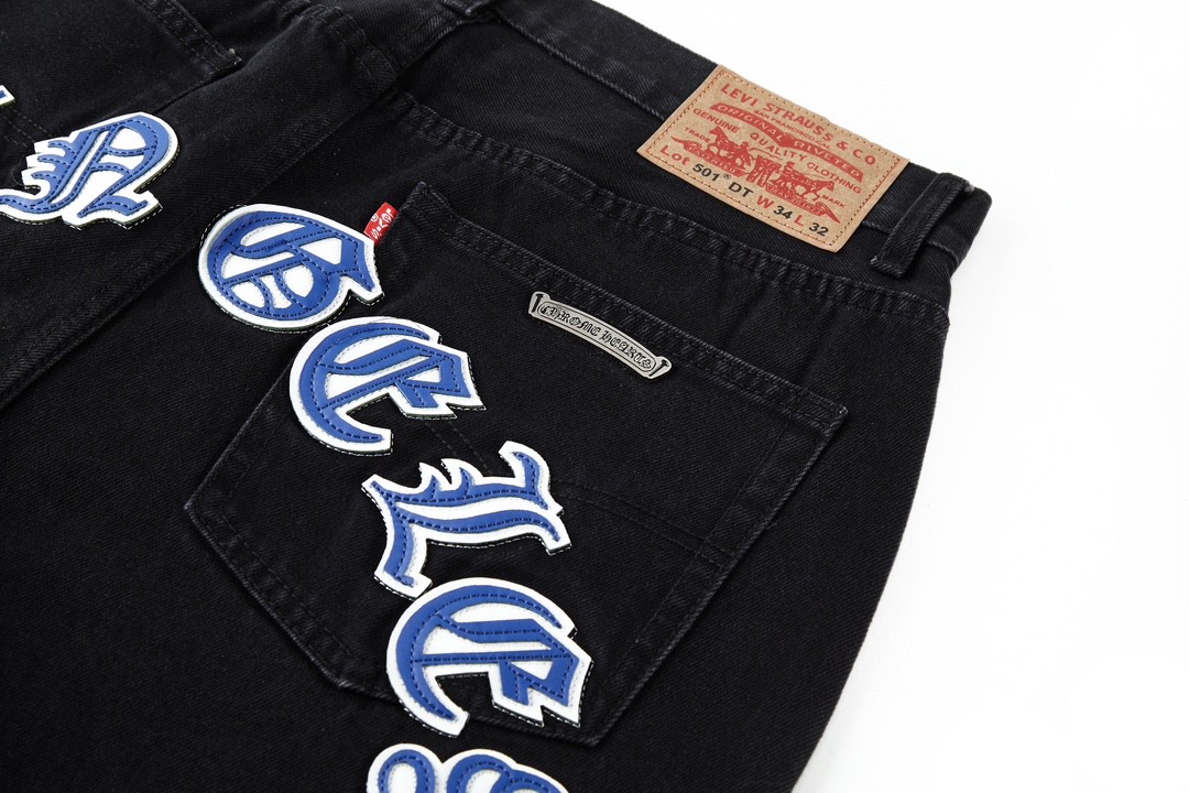 Chrome Hearts 克罗心 城市限定牛仔裤 裤子 长裤 黑白 黑绿 黑蓝 灰色