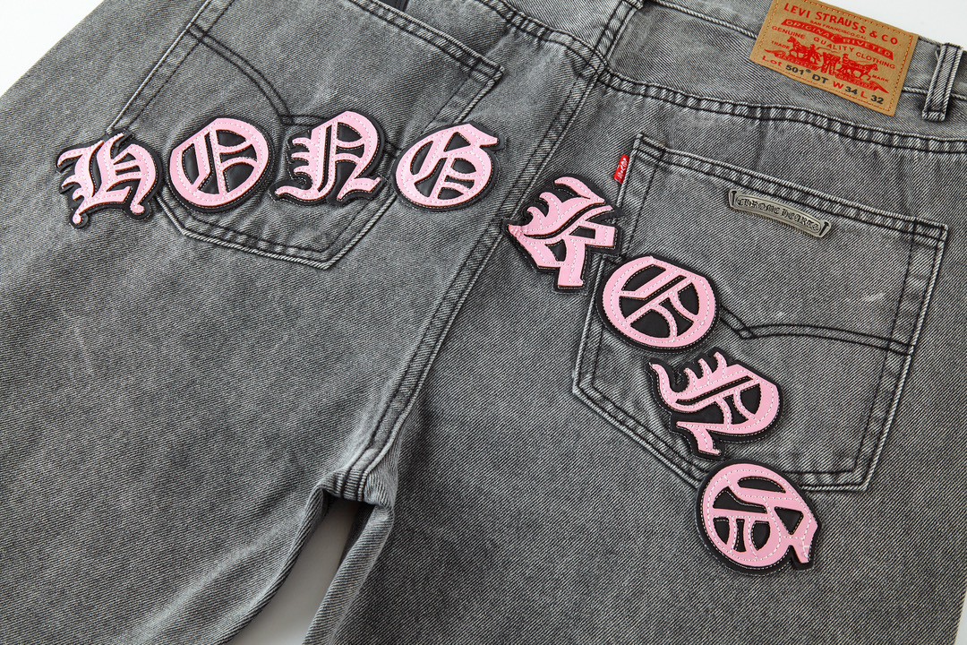 Chrome Hearts 克罗心 城市限定牛仔裤 裤子 长裤 黑白 黑绿 黑蓝 灰色