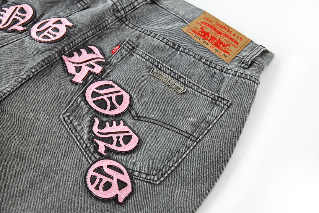 Chrome Hearts 克罗心 城市限定牛仔裤 裤子 长裤 黑白 黑绿 黑蓝 灰色