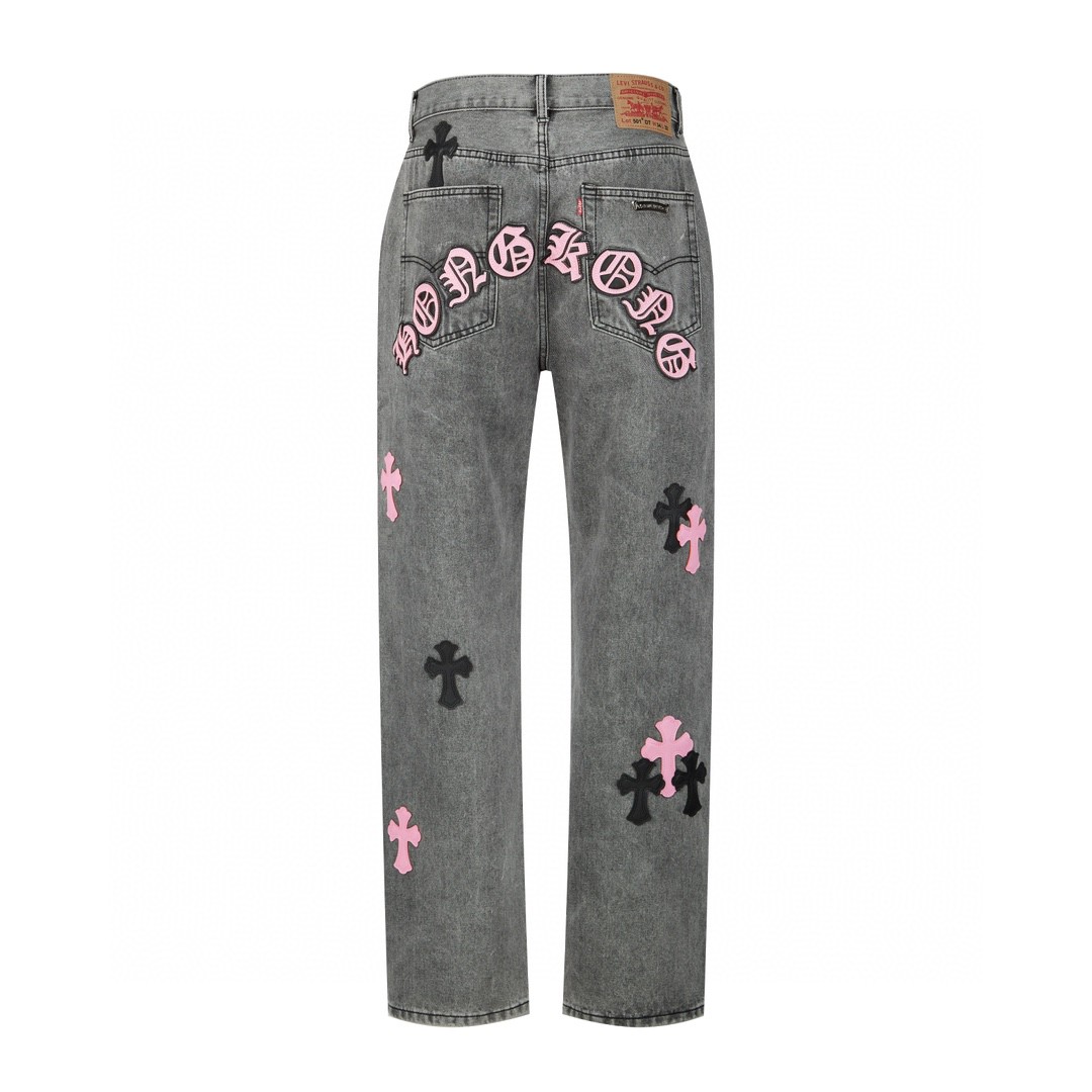 Chrome Hearts 克罗心 城市限定牛仔裤 裤子 长裤 黑白 黑绿 黑蓝 灰色