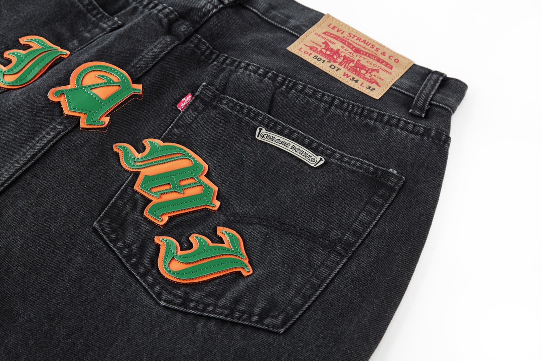 Chrome Hearts 克罗心 城市限定牛仔裤 裤子 长裤 黑白 黑绿 黑蓝 灰色