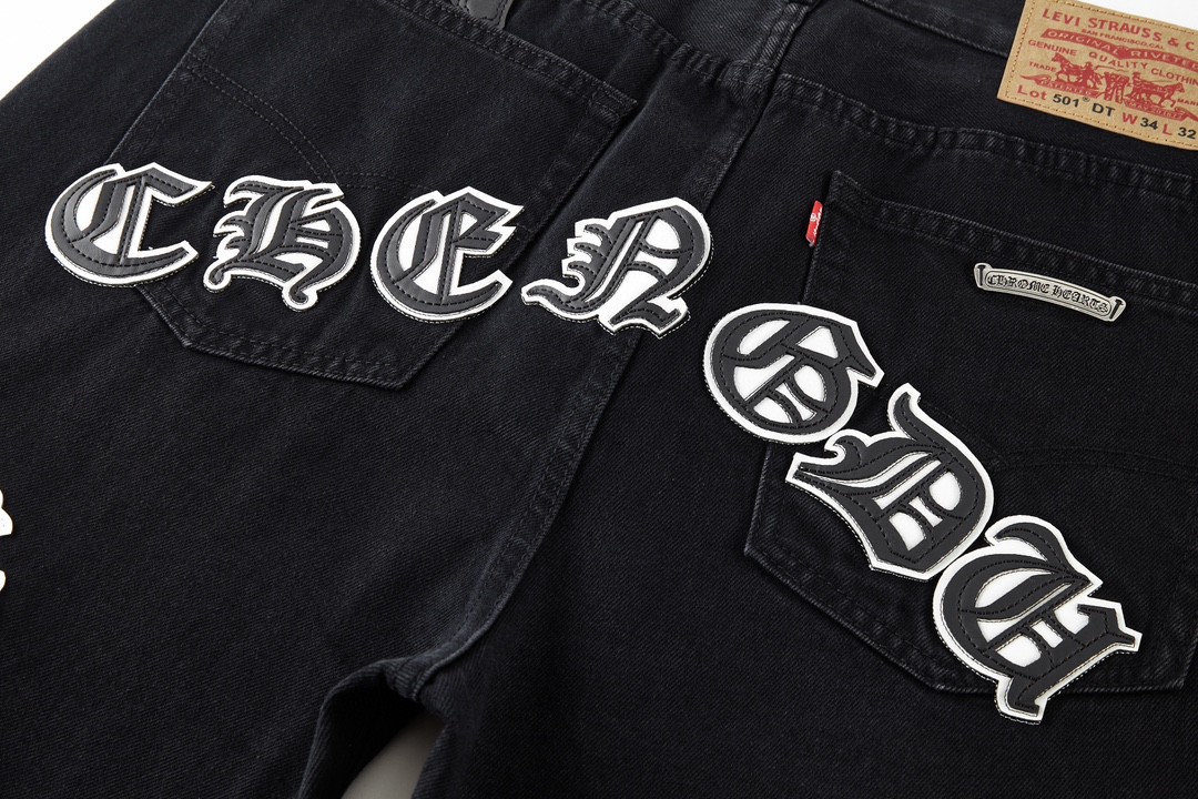 Chrome Hearts 克罗心 城市限定牛仔裤 裤子 长裤 黑白 黑绿 黑蓝 灰色