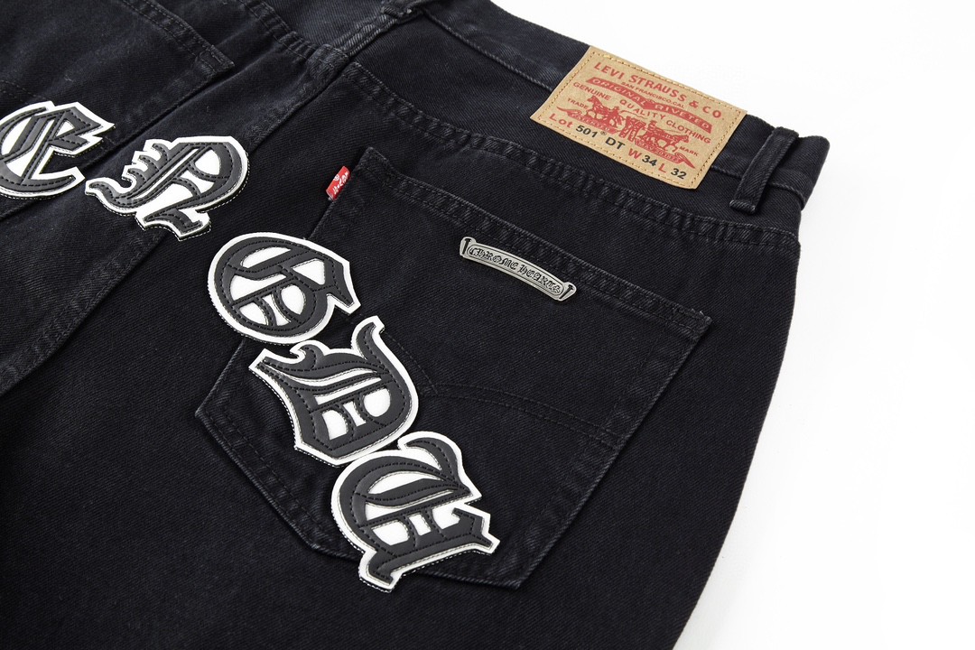 Chrome Hearts 克罗心 城市限定牛仔裤 裤子 长裤 黑白 黑绿 黑蓝 灰色