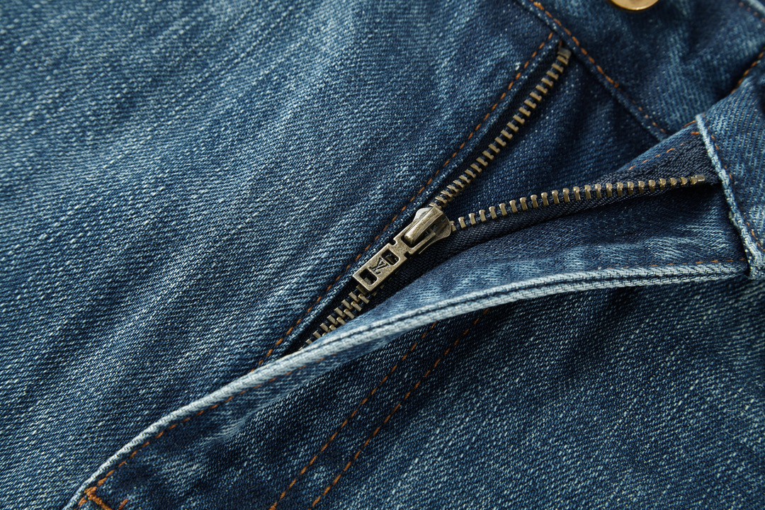 LOUIS VUITTON 路易威登 做旧波浪线条裁剪牛仔裤 裤子 长裤 蓝色 1AB4SK