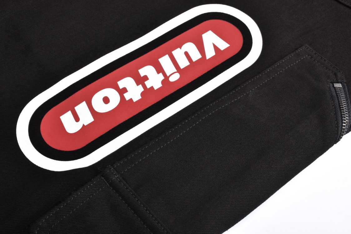 LOUIS VUITTON 路易威登 涂鸦字母印花工装牛仔裤 裤子 长裤 黑色 1ABJ7P