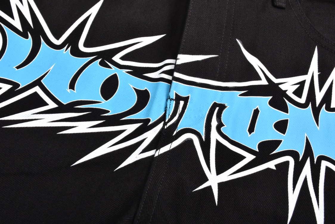 LOUIS VUITTON 路易威登 涂鸦字母印花工装牛仔裤 裤子 长裤 黑色 1ABJ7P