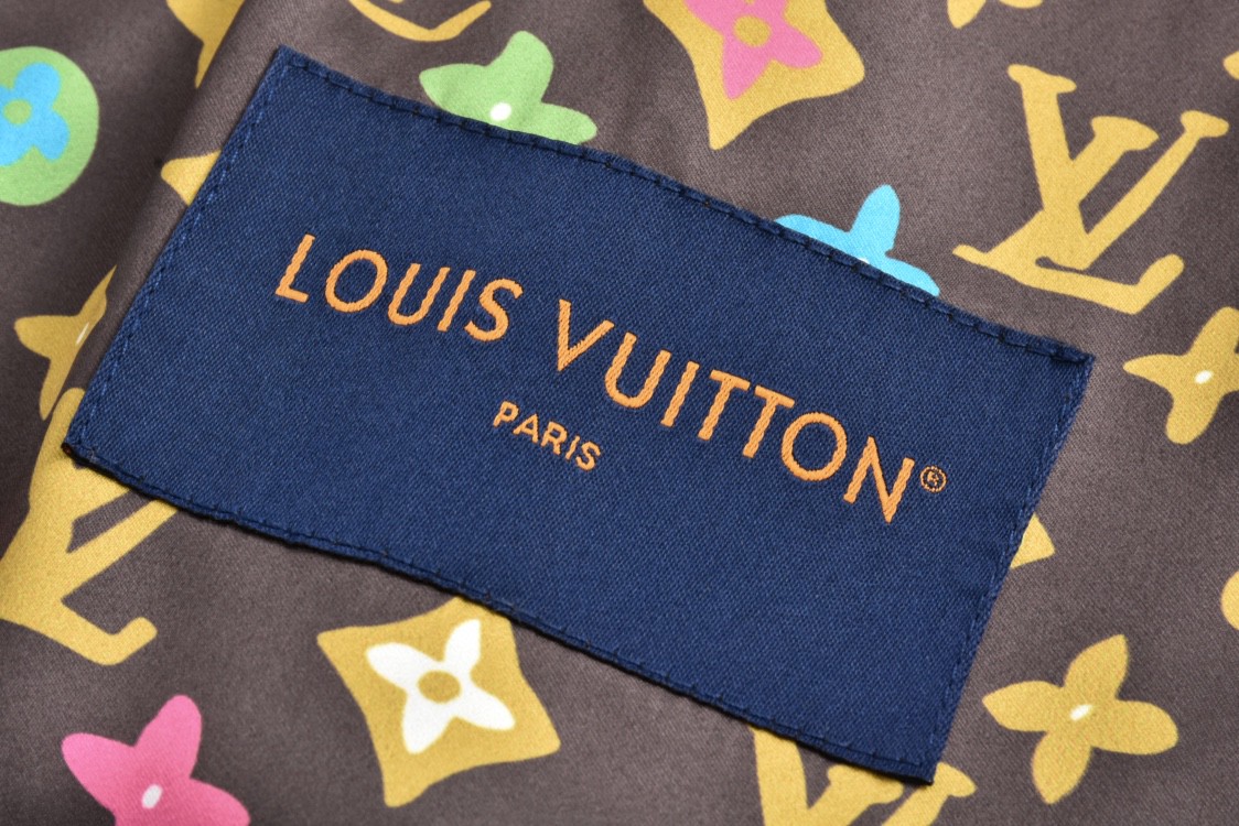 LOUIS VUITTON 路易威登 Tyler 联名 Logo字母贴花拼接皮袖棒球服 夹克 长袖 外套 棕色 1AFPWT