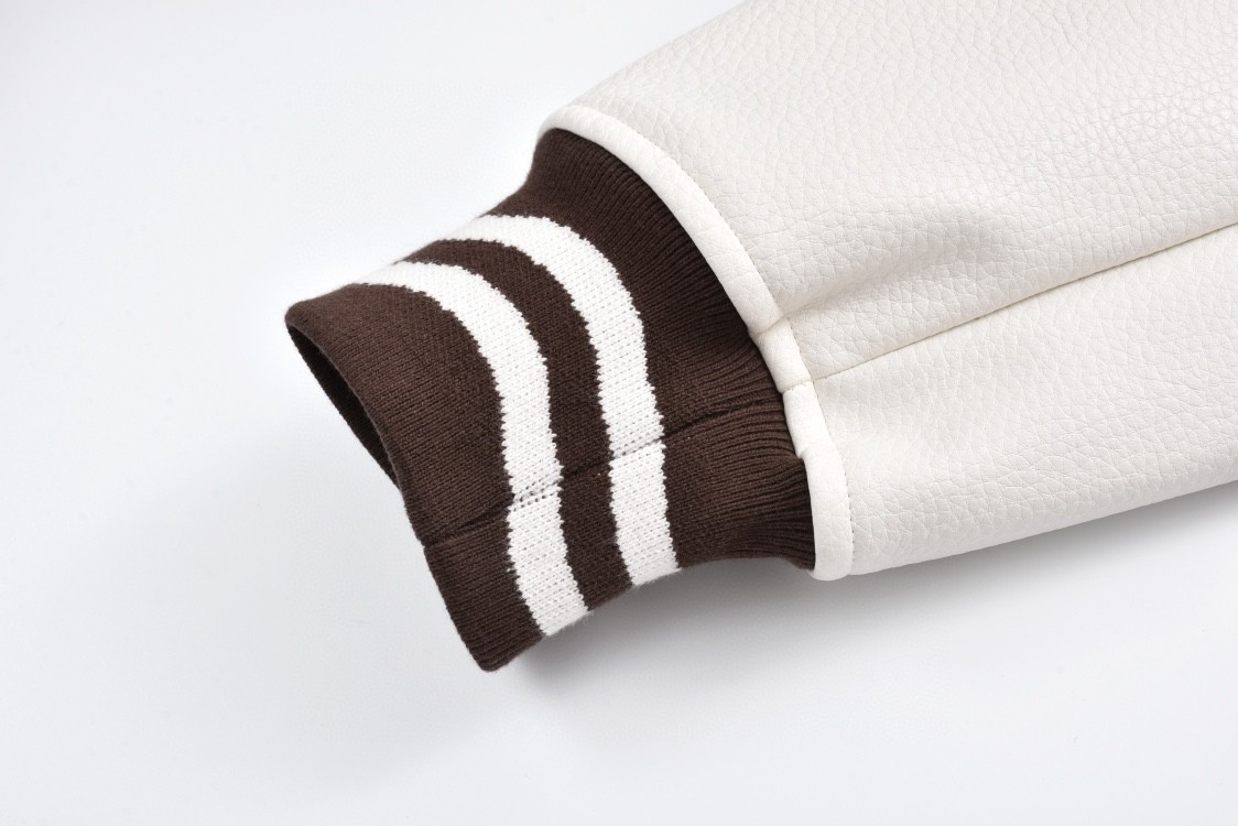 LOUIS VUITTON 路易威登 Tyler 联名 Logo字母贴花拼接皮袖棒球服 夹克 长袖 外套 棕色 1AFPWT