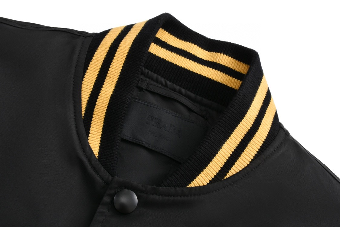 PRADA 普拉达 刺绣字母logo飞行员夹克 棒球服 外套 长袖 黑色 SGC725-1WQ8-F0002-S-OOO