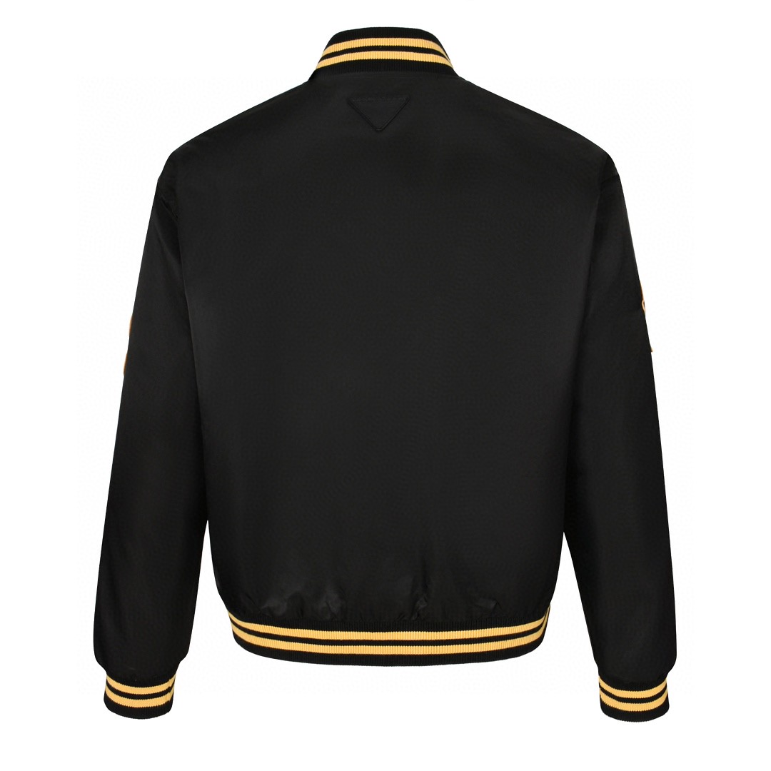 PRADA 普拉达 刺绣字母logo飞行员夹克 棒球服 外套 长袖 黑色 SGC725-1WQ8-F0002-S-OOO