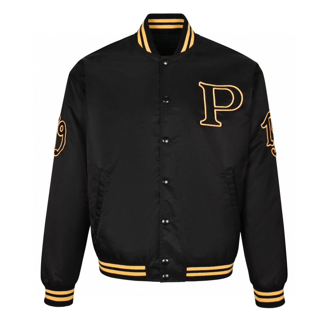 PRADA 普拉达 刺绣字母logo飞行员夹克 棒球服 外套 长袖 黑色 SGC725-1WQ8-F0002-S-OOO