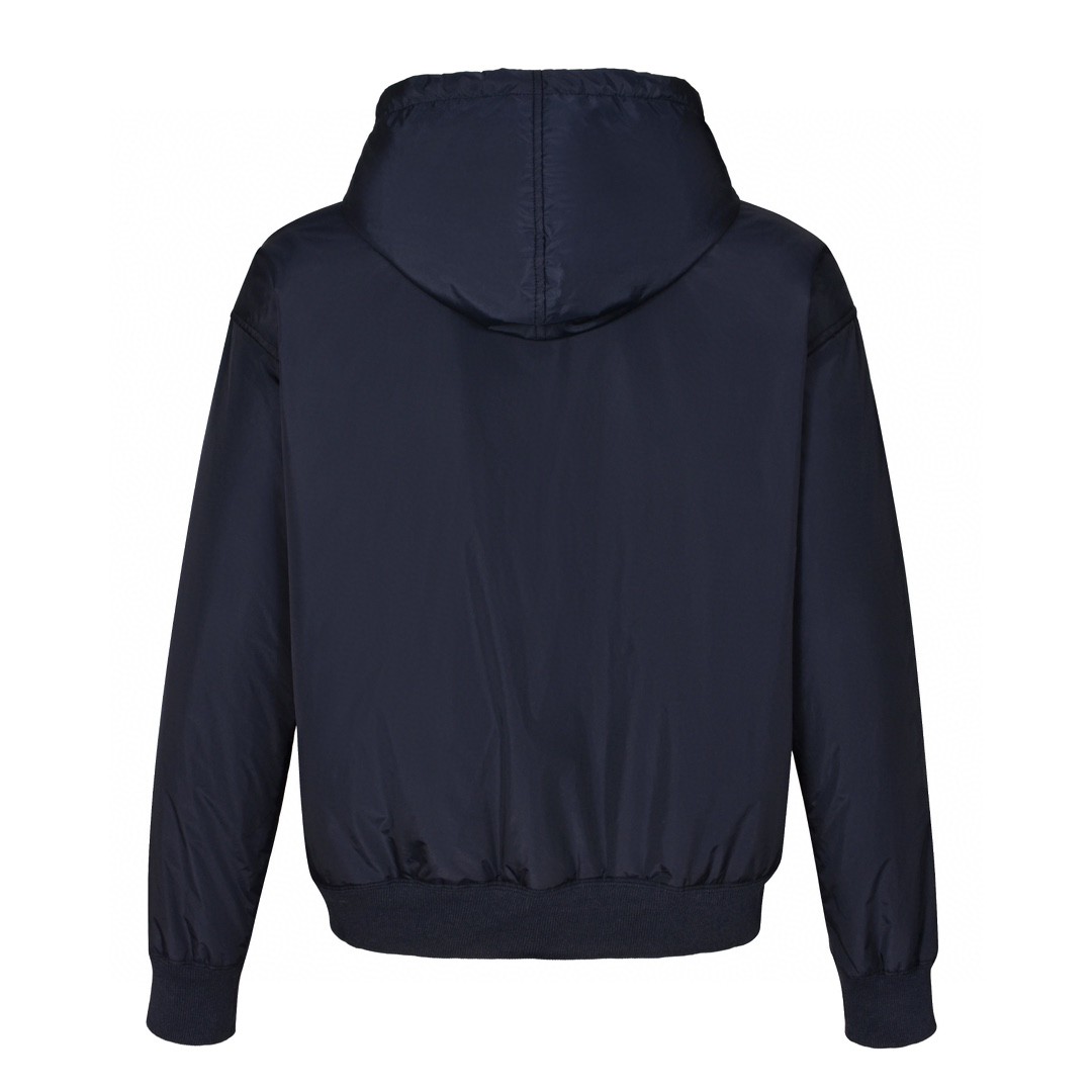 PRADA 普拉达 纯色logo徽标拉链连帽夹克 棉服 外套 长袖 白色 午夜蓝 POIZON240805711