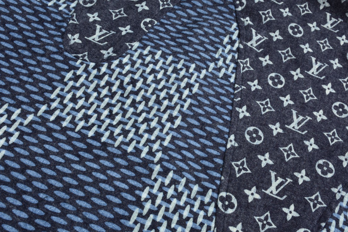 LOUIS VUITTON 路易威登 Nigo 联名 棋盘格拼接单排扣衬衫 长袖 外套 蓝色 1A7X96