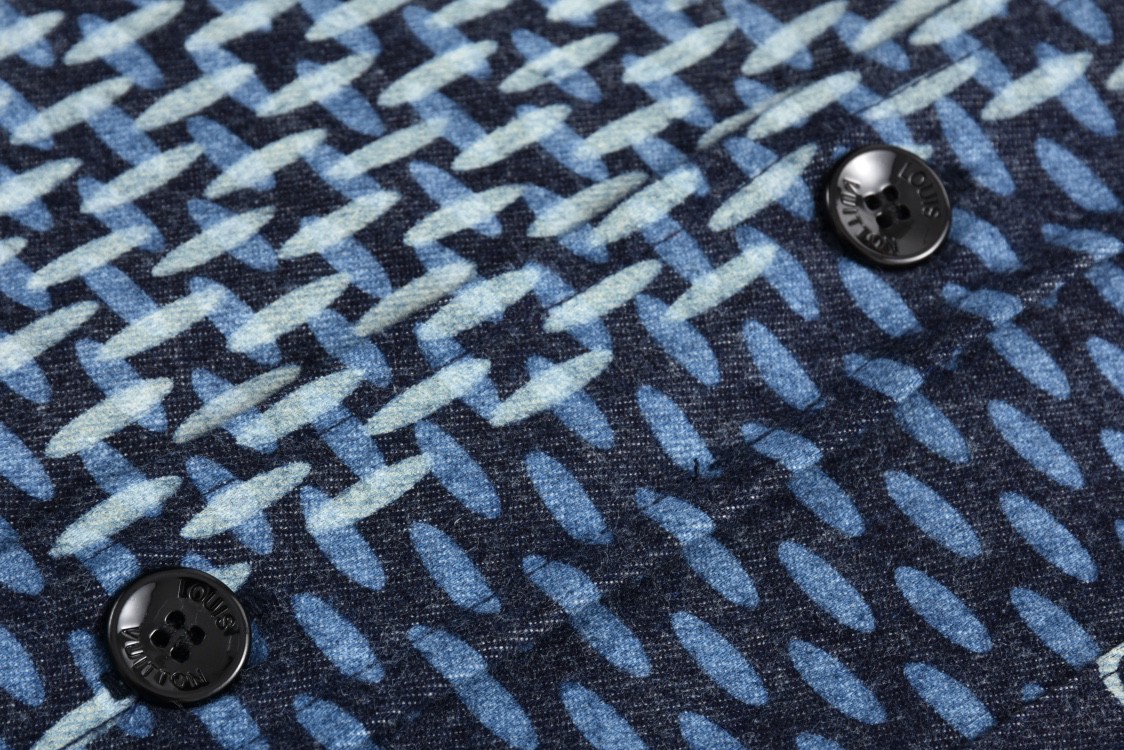 LOUIS VUITTON 路易威登 Nigo 联名 棋盘格拼接单排扣衬衫 长袖 外套 蓝色 1A7X96